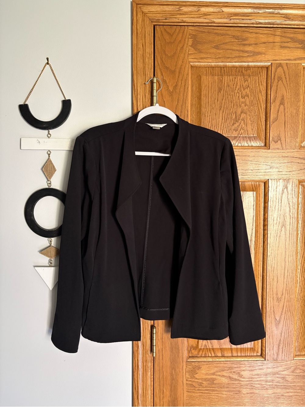 Christopher & Banks Black Open-Front Draped Blazer